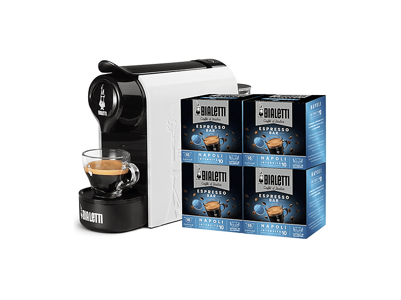 Cafetera de cápsulas - Bialetti 098150541/NP, 20 bar, 1200 W, Negro, Blanco