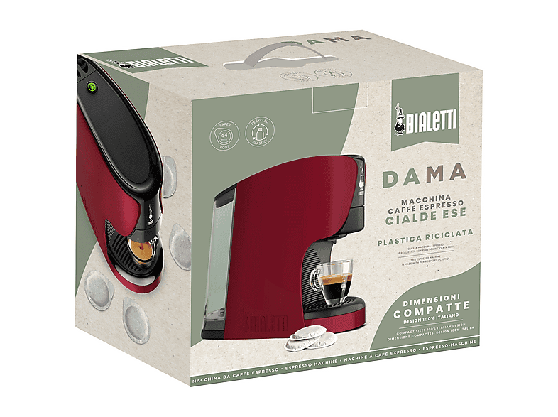Cafetera de cápsulas - Bialetti 098150531, 15 bar, 1450 W, Rojo