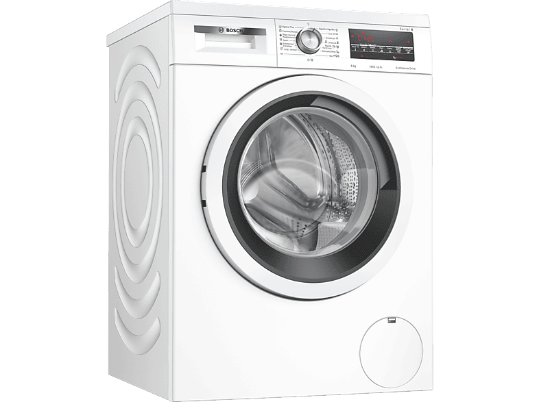 Lavadora carga frontal - Bosch WUU28T63ES, 8 kg, 1.400 rpm, 15 programas, Motor Eco Silence, Activewater, Blanco