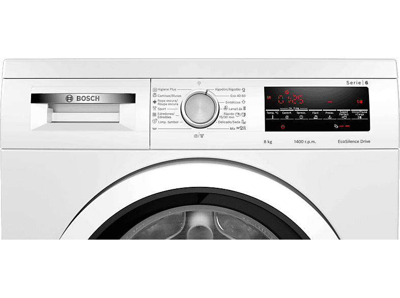Lavadora carga frontal - Bosch WUU28T63ES, 8 kg, 1.400 rpm, 15 programas, Motor Eco Silence, Activewater, Blanco
