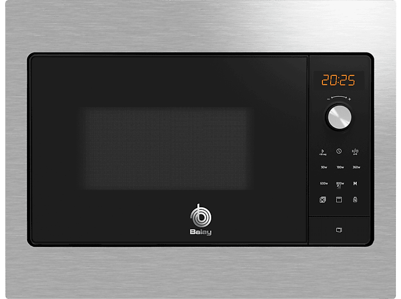 Microondas integrable - Balay 3CG5142X3, 800 W, 5 niveles, 20 l, Negro/Acero inoxidable