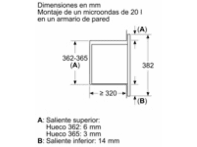 Microondas integrable - Balay 3CG5142X3, 800 W, 5 niveles, 20 l, Negro/Acero inoxidable