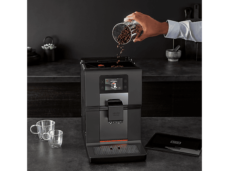 Máquina espresso - Krups Intution Preference EA875U10, 15 bar, 1450 W, 2 tazas, Negro