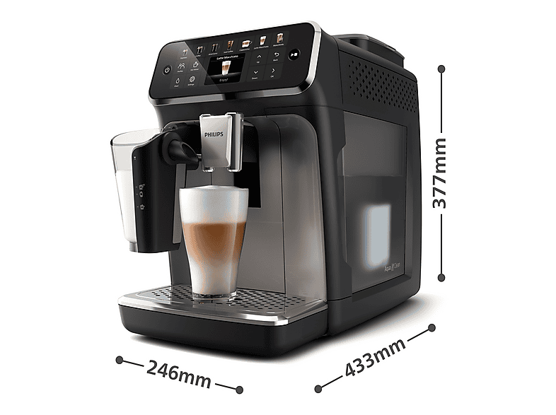 Máquina espresso - Philips EP4449/70, 15 bar, 230 W, 0,26 l, 2 tazas, Negro, Plata