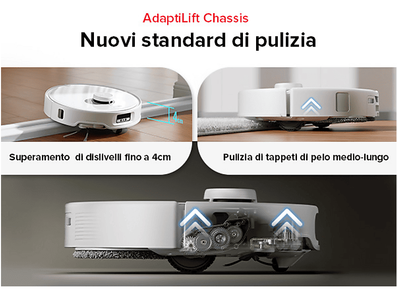 Robot aspirador - Roborock Q Revo Curv, 66 W, Potencia de succión 22 kPa, Depósito 325 ml, Autonomía 240 min, Blanco