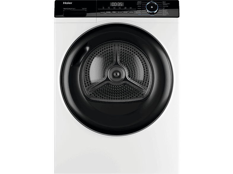 Secadora bomba de calor - Haier I-Pro Series 3 HD90-A3939-IB, 9 kg, 15 programas, Programa higiene, Filtro 3 en 1, Blanco