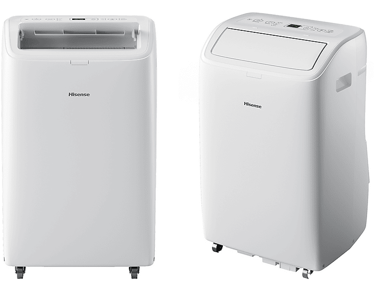 Aire acondicionado portátil - Hisense APC12QC, 3000 fg/h, 3 velocidades, Deshumidificador, Display LED, 64 db, Blanco