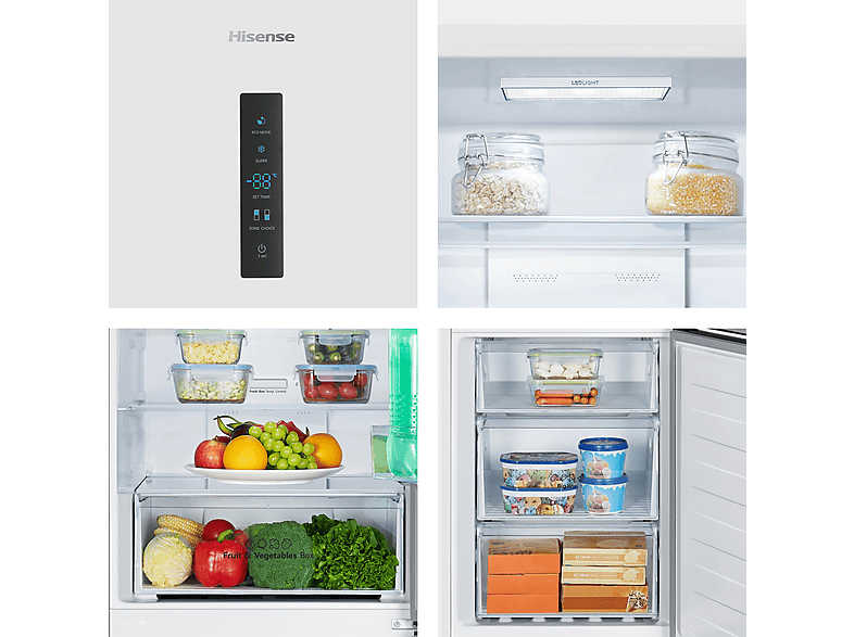 Frigorífico combi - Hisense RB390N4DWD, No Frost, 186 cm, 304 l, Multi Air Flow, Blanco