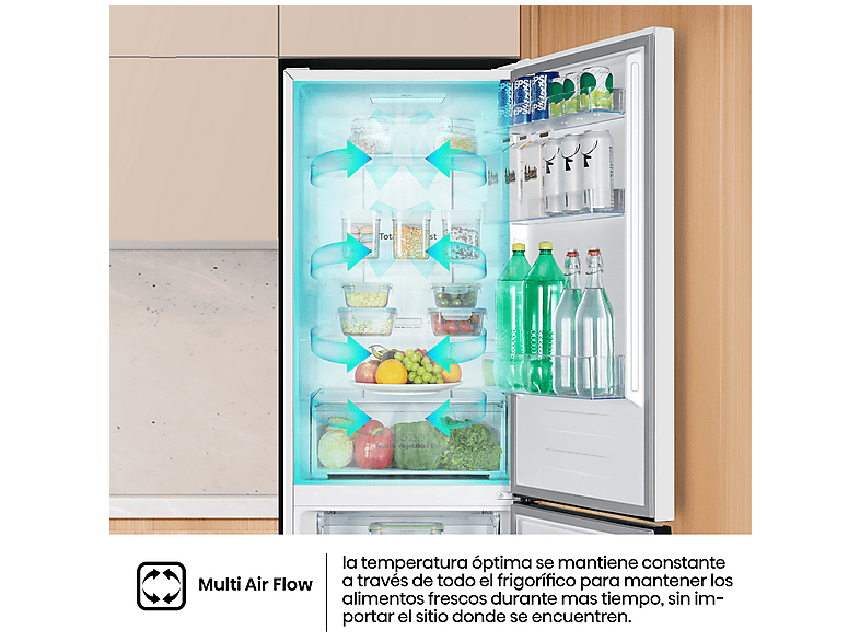 Frigorífico combi - Hisense RB390N4DWD, No Frost, 186 cm, 304 l, Multi Air Flow, Blanco
