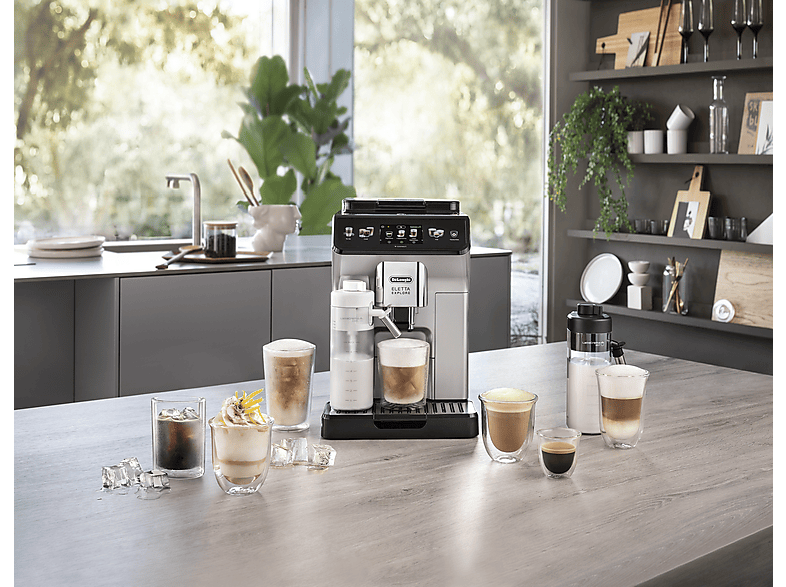 Cafetera superautomática - De Longhi, De'Longhi Eletta Explore Cold Brew ECAM450.65.S, 1450W, 19 bar, Molinillo integrado, Táctil, Plata