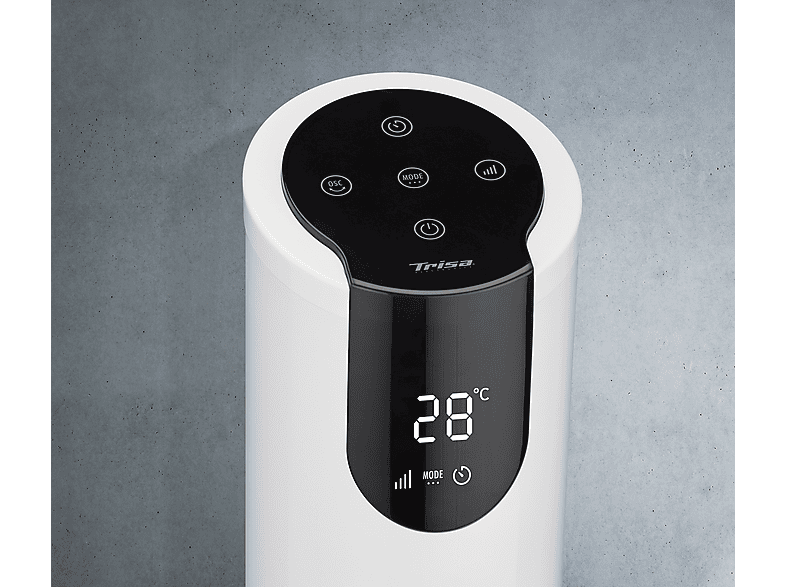 Ventilador de torre - Trisa 9359.7010, 28 W, 8 velocidades, Negro, Blanco