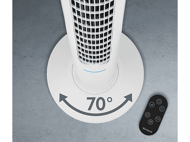 Ventilador de torre - Trisa 9359.7010, 28 W, 8 velocidades, Negro, Blanco