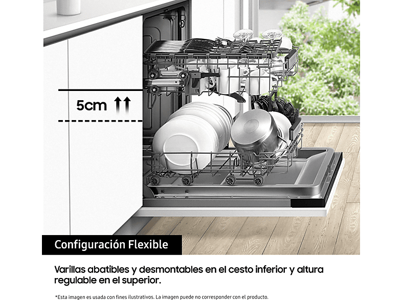 Lavavajillas integrable - Samsung DW60M6040BB/EO, 13 servicios, 6 programas, 59.5 cm, Función Higiene, Configuración Flexible, Sin Panelar