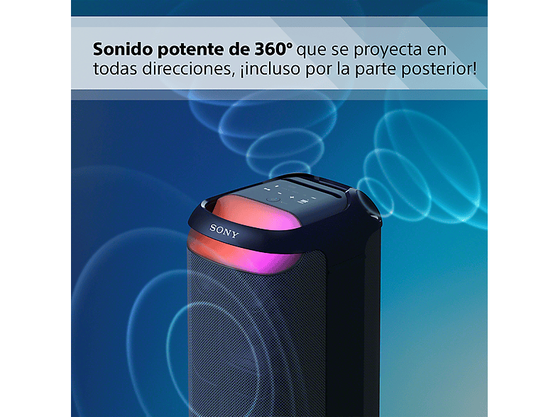 Altavoz de gran potencia - Sony SRS-XV800B, Con batería, Autonomía 25h, Inalámbrico, Sonido 360°, MEGA BASS, Portátil, Bluetooth y Karaoke