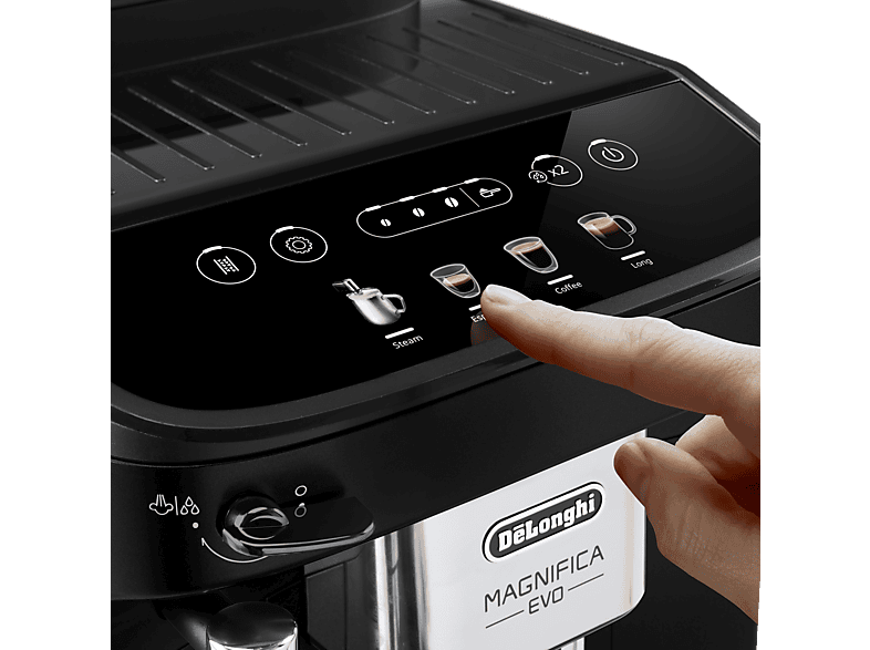 Cafetera superautomática - De Longhi, De'Longhi Magnifica EVO ECAM290.21.B, 1450W, 15bar, Molinillo integrado, Sistema Thermoblock, Vaporizador, Negro
