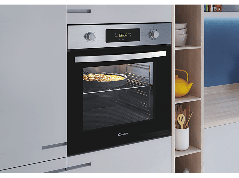 Horno - Candy Idea FIDC X625 L, Multifunción, Aquálisis, 60cm, 70 L, 8 funciones, Display con timer touch, Guía telescópica, Inox