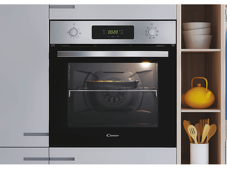 Horno - Candy Idea FIDC X625 L, Multifunción, Aquálisis, 60cm, 70 L, 8 funciones, Display con timer touch, Guía telescópica, Inox