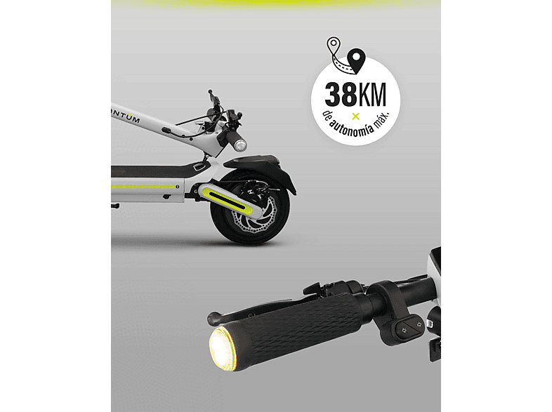 Patinete electrico - Olsson QUANTUM GREY, Pot. máx. 580 W, Carga máx. 120 kg, 38 km autonomía, 10000 mAh, Gris
