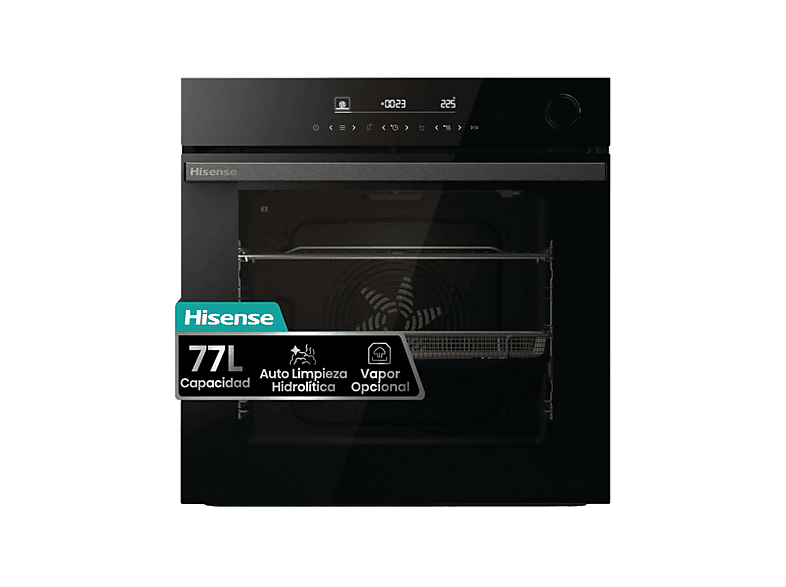 Horno - Hisense BSA66346ADBGWIFI, Multifunción, Hidrolítico, 77 l, 59.5 cm, Doble Grill, Air Fry, Negro
