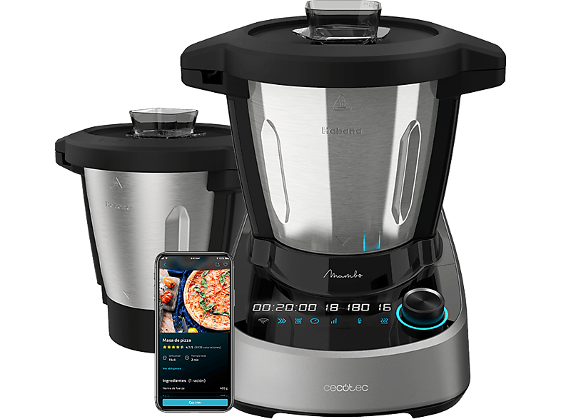 Robot de cocina - Cecotec Mambo 11090 Habana, 1600W, 3.3 l, 37 funciones, Display táctil, Báscula integrada, Wi-Fi, Negro