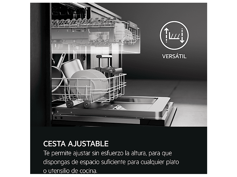Lavavajillas - AEG FFB74927ZW, 14 servicios, 8 programas, 60 cm, AirDry, Bandeja MaxiFlex, Blanco