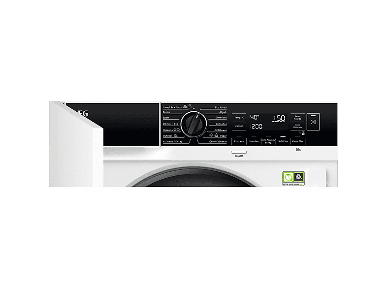 Lavadora integrable - AEG LFN8E8436C, 8 kg, 1400 rpm, Función Vapor, Conectividad Wifi, Sin panelar