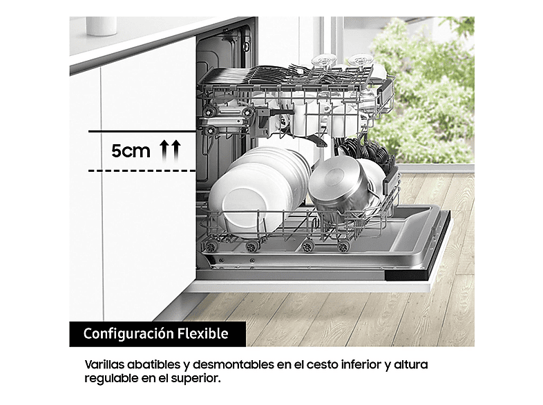 Lavavajillas - Samsung DW60A6092FS/ET, 14 servicios, 7 programas, 59.5 cm, Función Higiene, Configuración Flexible, Inox