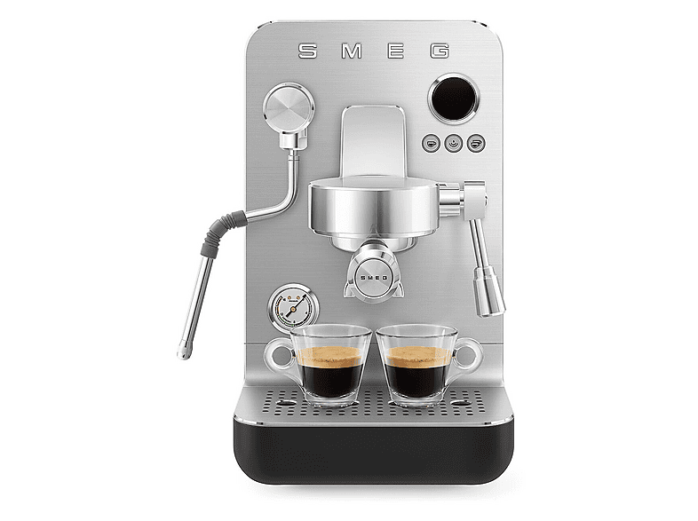 Cafetera espresso - Smeg EMC02BLMEU, 15 bar, 1700 W, 2 tazas, Negro, Acero inoxidable
