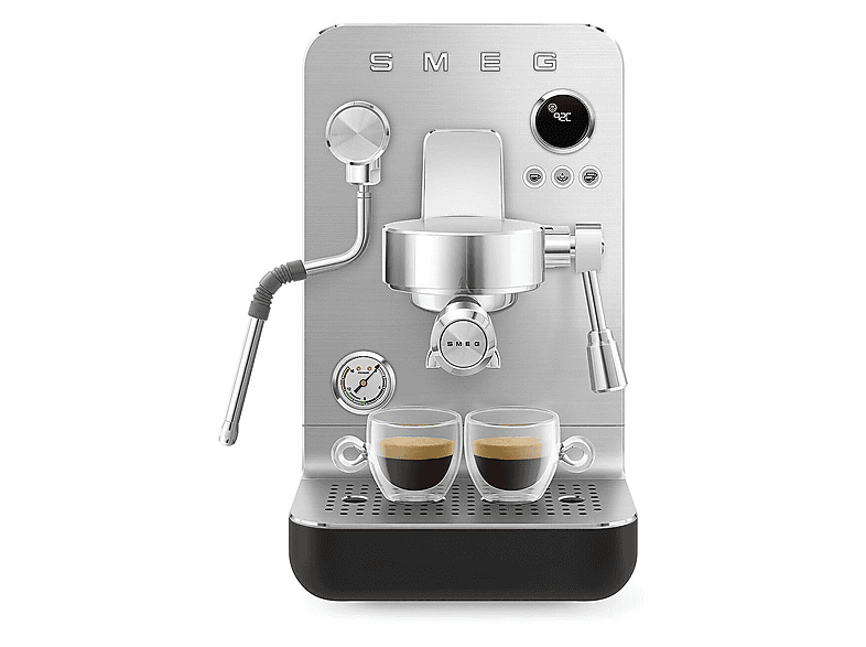 Cafetera espresso - Smeg EMC02BLMEU, 15 bar, 1700 W, 2 tazas, Negro, Acero inoxidable