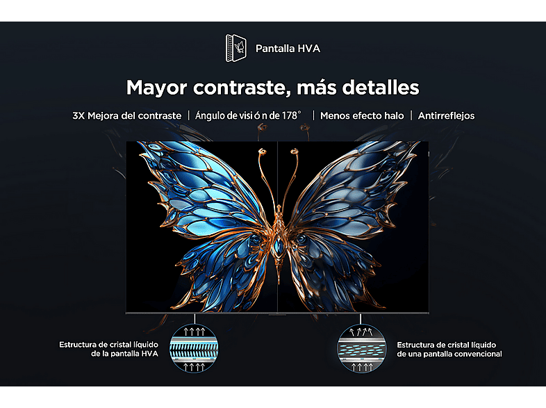 TV QLED 43" - TCL 43P7K/QLED, UHD 4K, AiPQ Processor, Smart TV, DVB-T2 (H.265), Negro