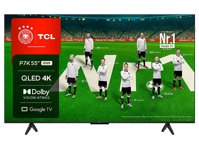 TV QLED 55" - TCL 55P7K/QLED, UHD 4K, AiPQ Processor, Smart TV, DVB-T2 (H.265), Negro