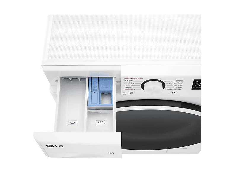 Lavadora carga frontal - LG F4WR6010A0W, Serie 600, 10 kg, 1400 rpm, 12 programas, AI Direct Drive™, TurboWash™360˚, Blanco