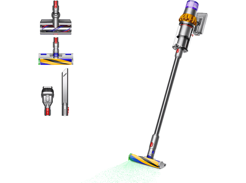 Aspirador escoba - Dyson V15 Detect™ Absolute, Potencia succión 240 AW, 60 min, Inteligente y Potente, 3 Modos, Tecnología Láser, Sensor Suciedad