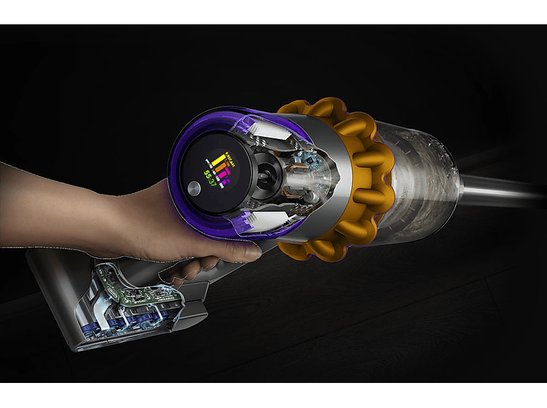 Aspirador escoba - Dyson V15 Detect™ Absolute, Potencia succión 240 AW, 60 min, Inteligente y Potente, 3 Modos, Tecnología Láser, Sensor Suciedad
