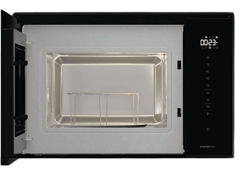 Microondas con grill integrable - Hisense 1814038, 1 kW, 5 potencia, 25 l, Cristal negro
