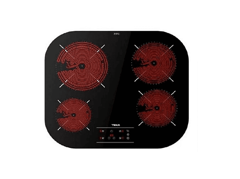Placa vitrocerámica - Teka TCC 64310 TTC BK, 4 zonas, Zona grande de 21 cm, 59 cm, Touch control, Negro
