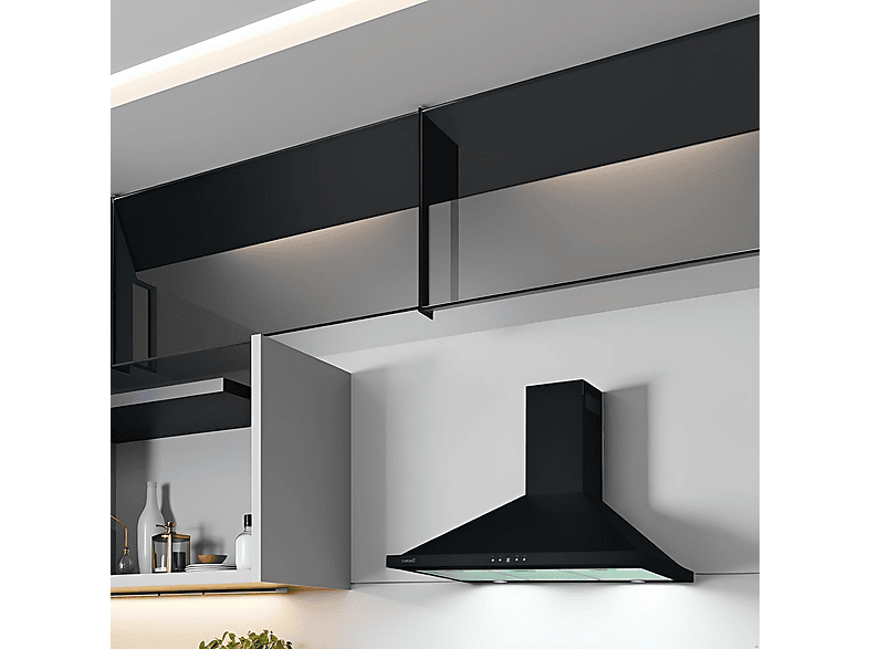 Campana decorativa - Cata BETA PRO 9000 BK, 3 velocidades, 561 m³/h, 90 cm, Negro