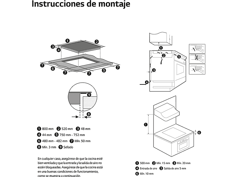 Placa inducción - LG CBIZ3035B, 4 zonas, 2 zonas Flex, 80 cm, Cristal negro