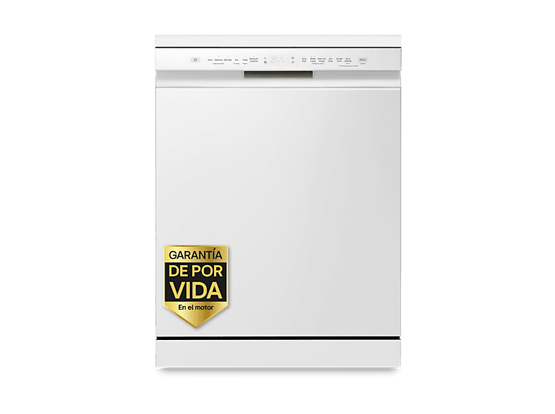 Lavavajillas - LG DF355FW, 14 servicios, 9 programas, 60 cm, LED táctil, Tercera bandeja, QuadWash™, ThinQ™, Blanco