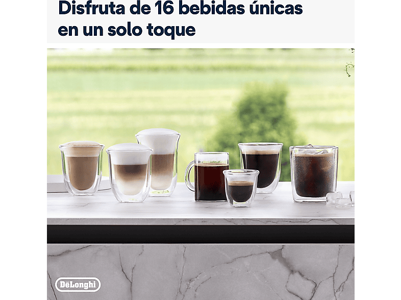 Cafetera superautomática - De Longhi, De'Longhi Rivelia EXAM440.55.B, 1450W, 19bar, Molinillo integrado, LatteCremaHot, Depósito leche, Táctil, Negro