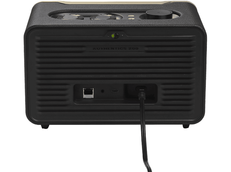 Altavoz bluetooth - JBL Authentics 200, 90W, Bluetooth, Wi-Fi, asistentes de voz Google y Alexa, diseño retro, Negro