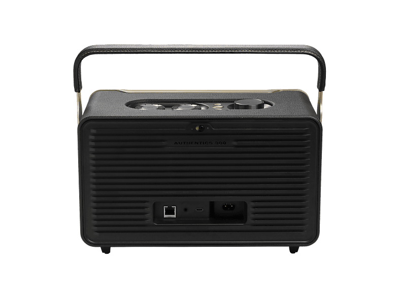 Altavoz estéreo - JBL Authentics 300, 100W, Bluetooth, Wi-Fi, asistentes de voz Google y Alexa, batería con autonomía 8h, diseño retro, Negro