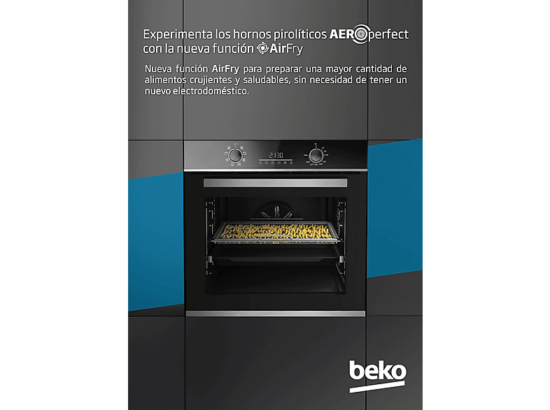 Horno - Beko BBIMA-13302BMPE, Multifunción, Pirolítico, 72 l, 59.4 cm, LED Display, Negro