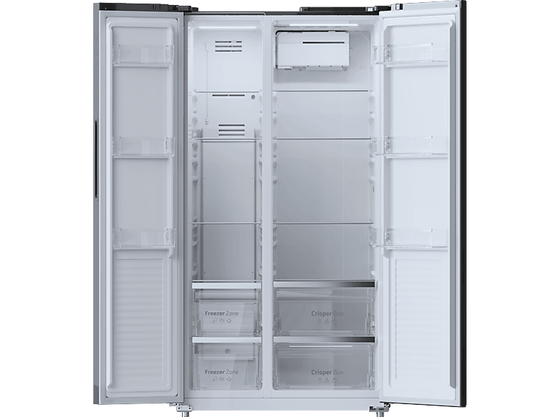 Frigorífico americano - Cecotec Bolero CoolMarket SBS 550 Glass E, No Frost, 177 cm, 550 l, Inverter Plus, Puertas de cristal