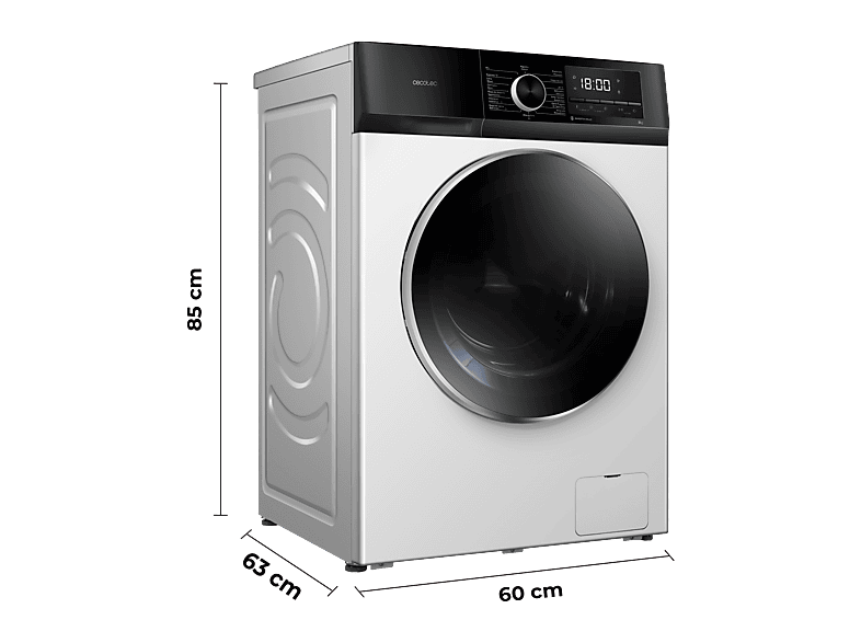 Lavadora carga frontal - Cecotec Bolero DressCode 10500 Inverter A, 10 kg, 1400 rpm, Motor Inverter Plus, Lavado con vapor, White