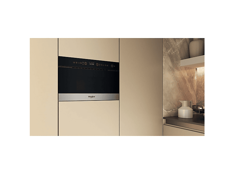 Microondas integrable - Whirlpool WMN574BX, 4 potencia, 22 l, Negro, Acero inoxidable