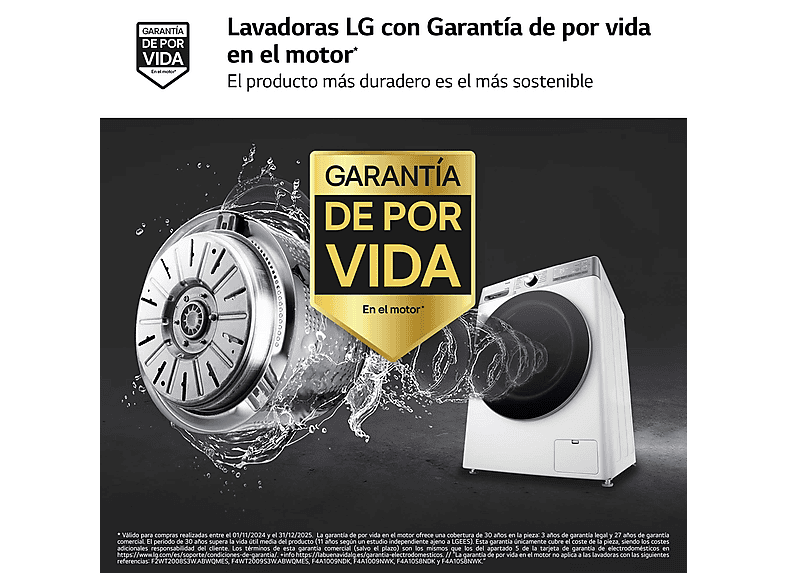 Lavadora secadora - LG F4DR9513A2W, 13 Kg + 7 Kg, 1400 rpm, 14 programas, AI Direct Drive™, TurboWash™360, Autodosificación, Blanco