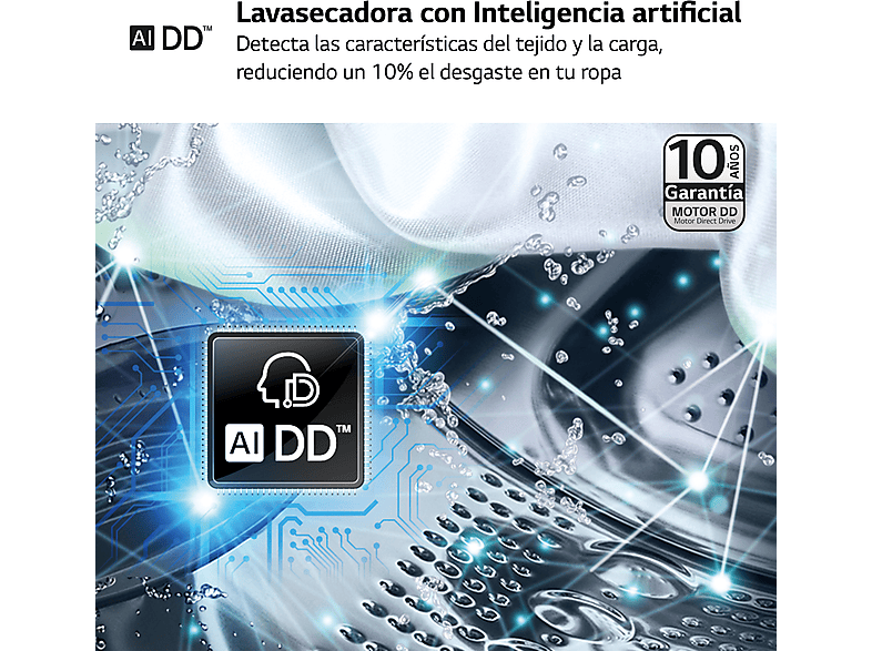 Lavadora secadora - LG F4DR7511AGW, 11 kg / 6 kg, 1400 rpm, 14 programas, AI Direct Drive™, Autodosificación, TurboWash™360, Blanco