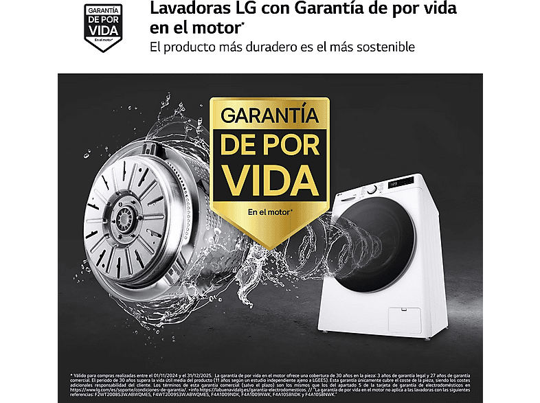 Lavadora secadora - LG F4DR6010A1W, 10 kg / 6 kg, 1400 rpm, 12 programas, AI Direct Drive™, TurboWash™360˚, Blanco