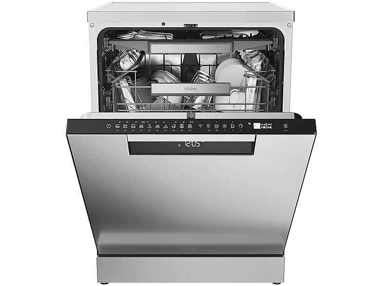 Lavavajillas - Haier I-Pro Shine Series 3 XF 5C4M1X, 15 servicios, 10 programas, 60 cm, Motor Inverter, Wi-Fi, Inox